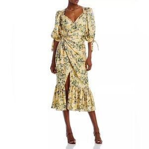 Cinq à Sept Kerstin Floral Midi Dress Floral Faux Wrap Dress 10 Brunch Garden